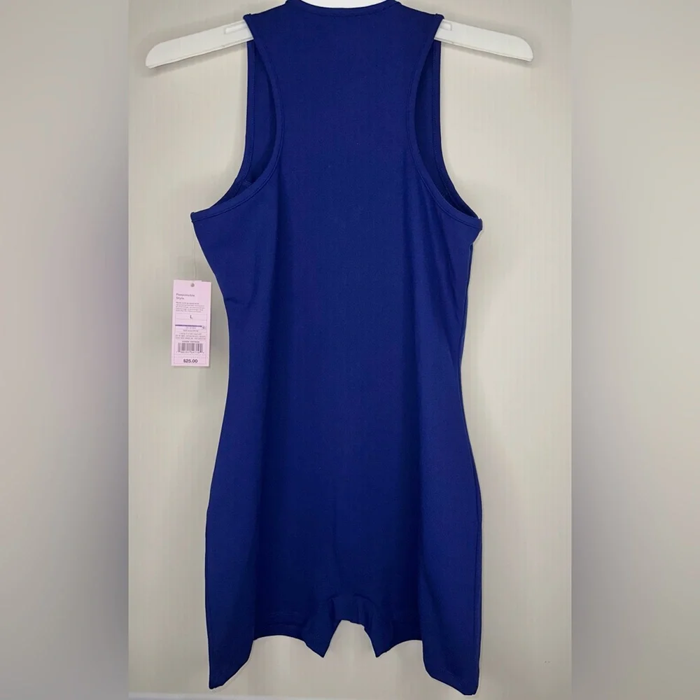 NWT Wild Fable Butter Bliss Romper Navy Blue Zip Front Game Day Women Size Large